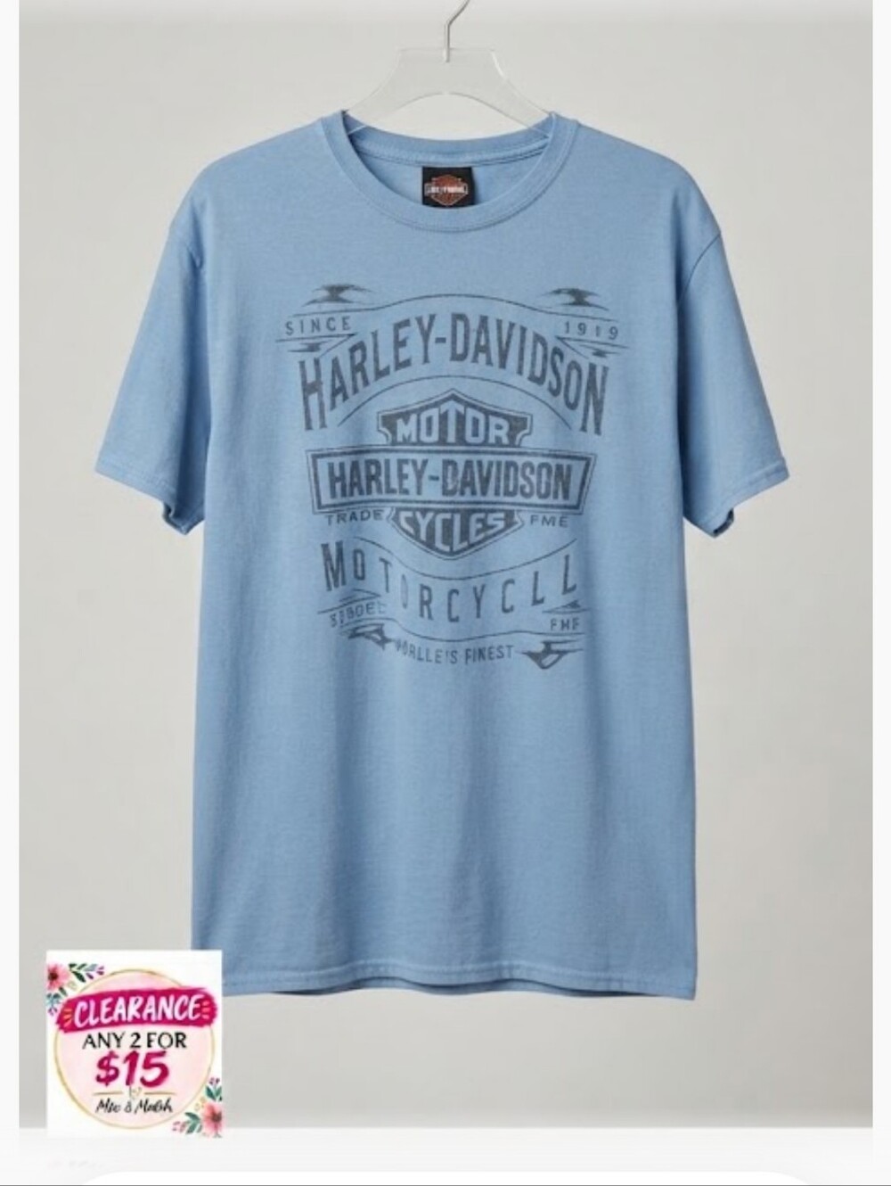 Harley -Davidson Motorcycles  Graphic Tee Shirt Blue Gray Size 2XL●